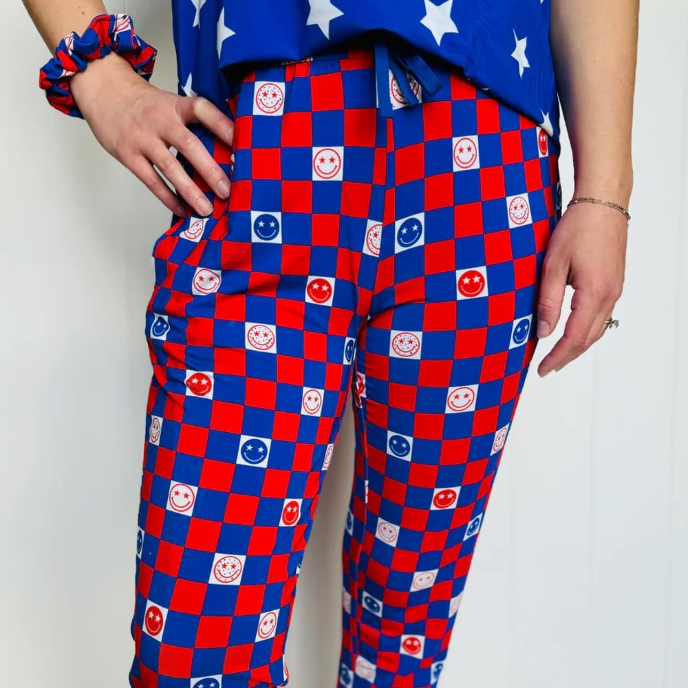 LaLaLogan Patriotic Smiles Adult Women's (unisex) Joggers size L/XL